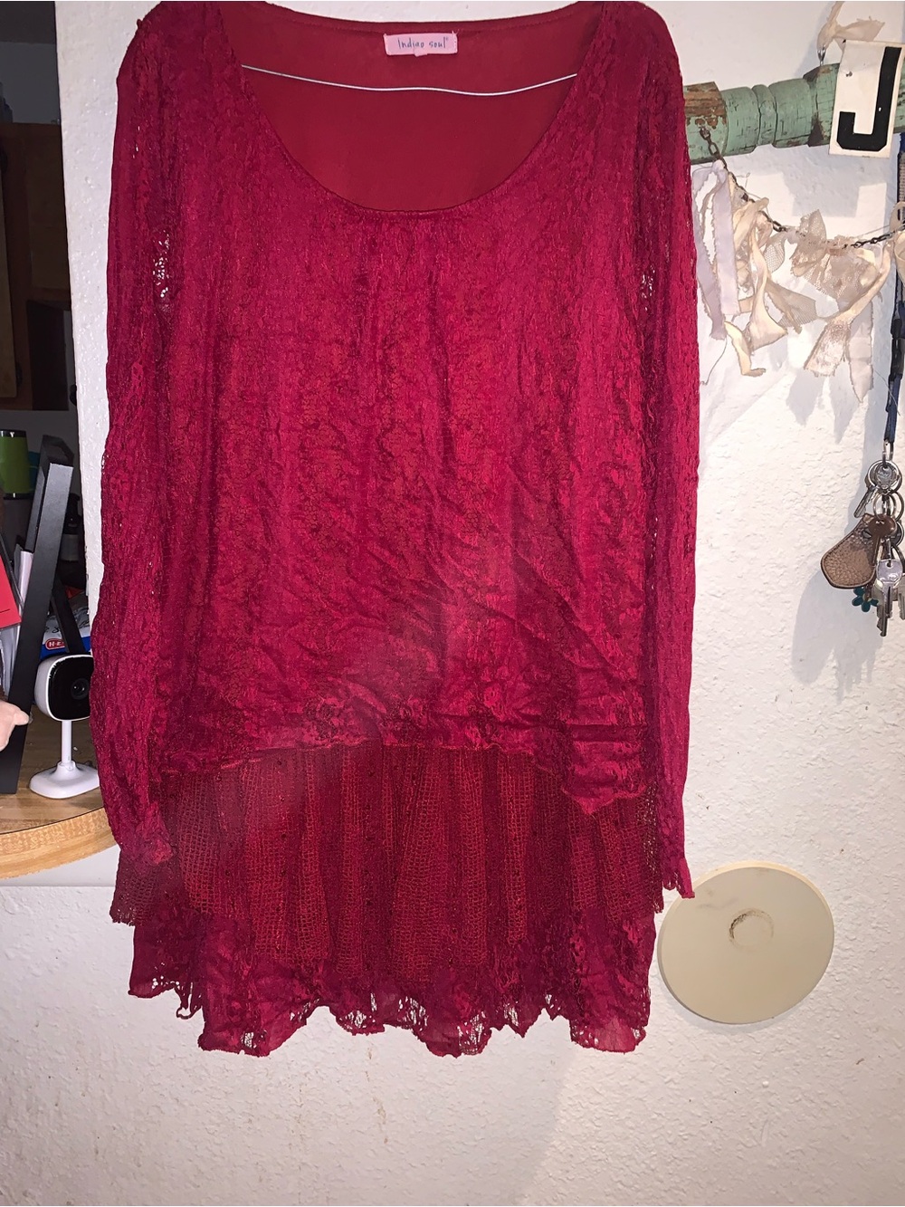 indigo soul Burgundy Lace Layered Tunic